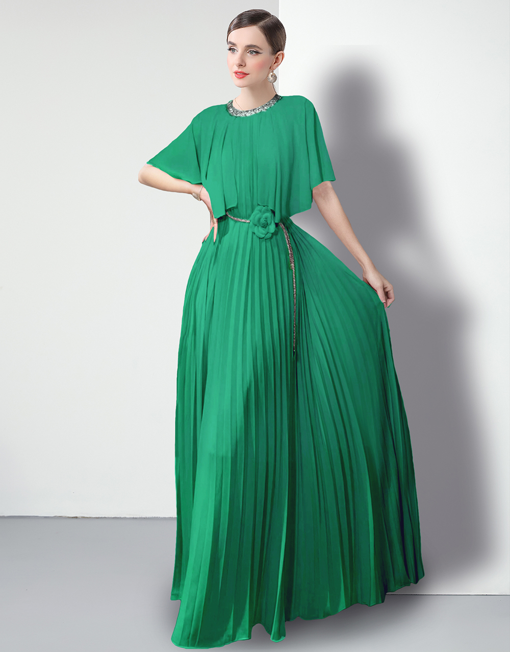 Factory direct sale pleated evening dress, customer order style, available in 7 colors