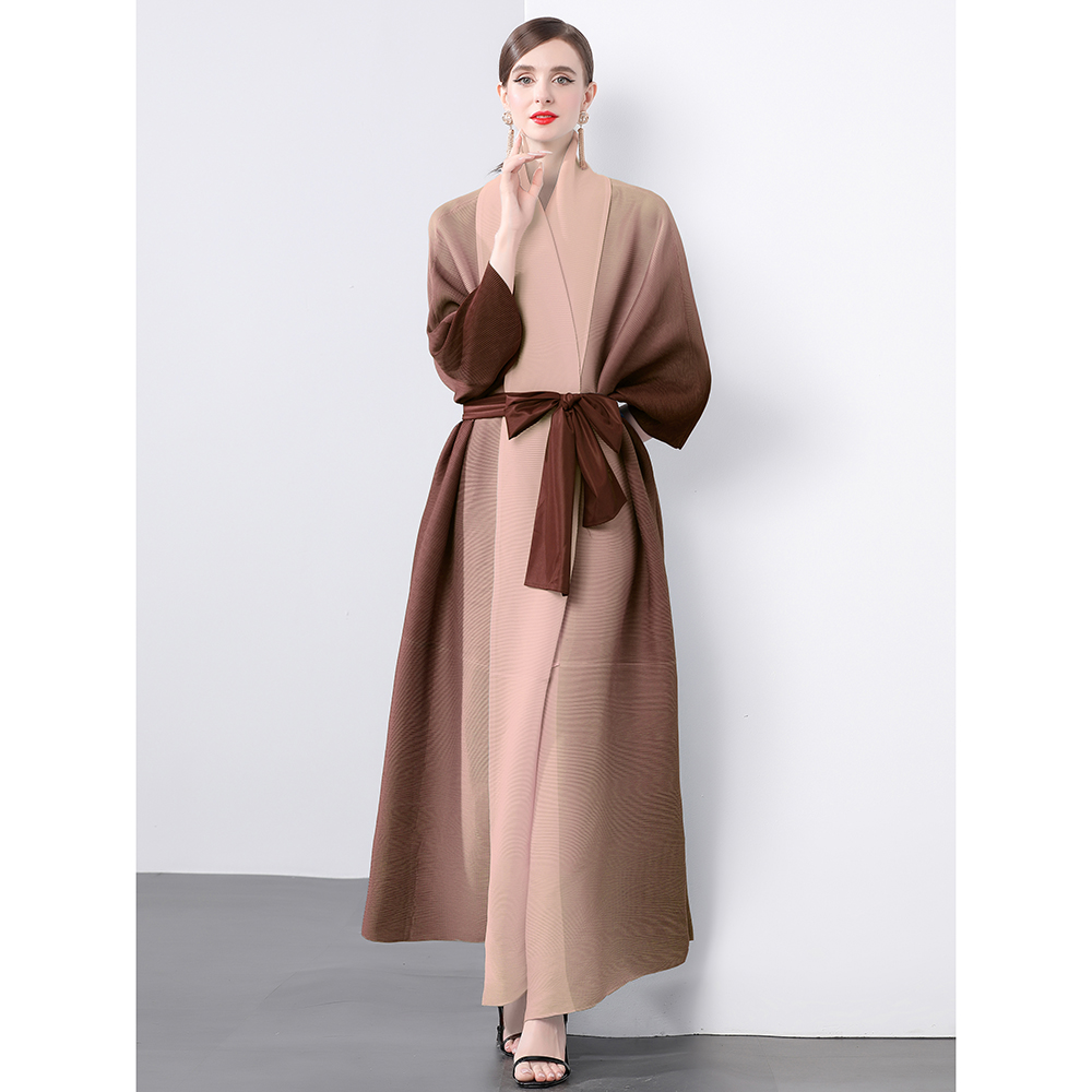 Miyake Fold Original Quality Early Autumn Fold Loose Large Gradient Dyeing Printed Coat