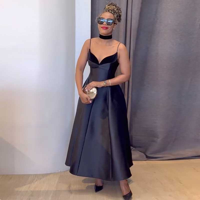 European and American women's clothing 2024 autumn new style elegant camisole V-neck high waist slimming A-line dress long skirt European and American women's clothing 2024 autumn new style elegant camisole V-neck high waist slimming A-line dress long skirt