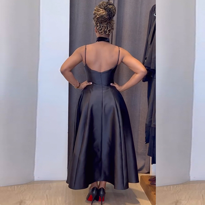 European and American women's clothing 2024 autumn new style elegant camisole V-neck high waist slimming A-line dress long skirt European and American women's clothing 2024 autumn new style elegant camisole V-neck high waist slimming A-line dress long skirt