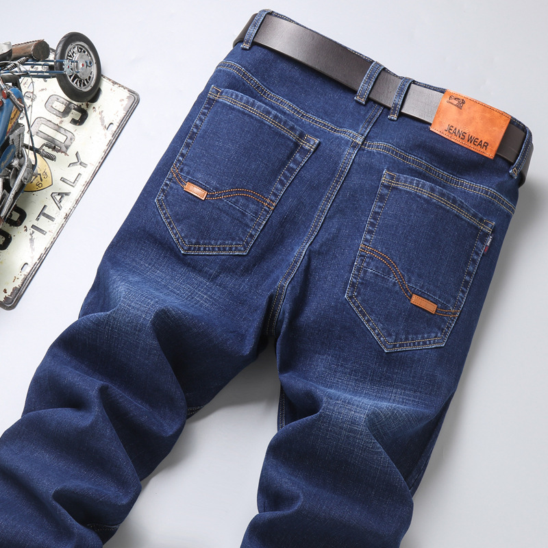 Autumn and winter thick Dragon Trade men's jeans, high-quality wear-resistant straight leg pants, trendy and versatile wholesale men's casual pants