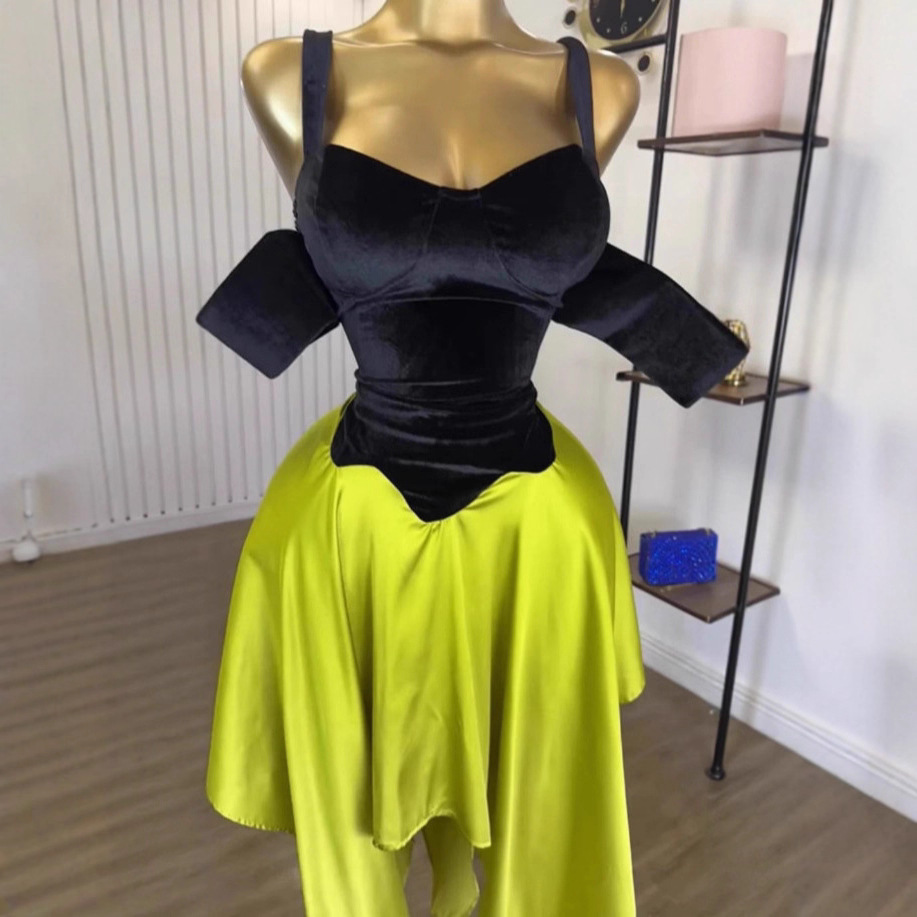 Spot 2025 European and American Cross border Women's Clothing Autumn Style Waist Strap Irregular Splicing Dress Strap Dress Spot 2025 European and American Cross border Women's Clothing Autumn Style Waist Strap Irregular Splicing Dress Strap Dress