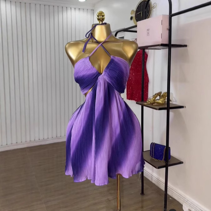 In stock 2025 summer new European and American cross-border women's clothing sweet and fresh camisole strapless lace up pleated dress