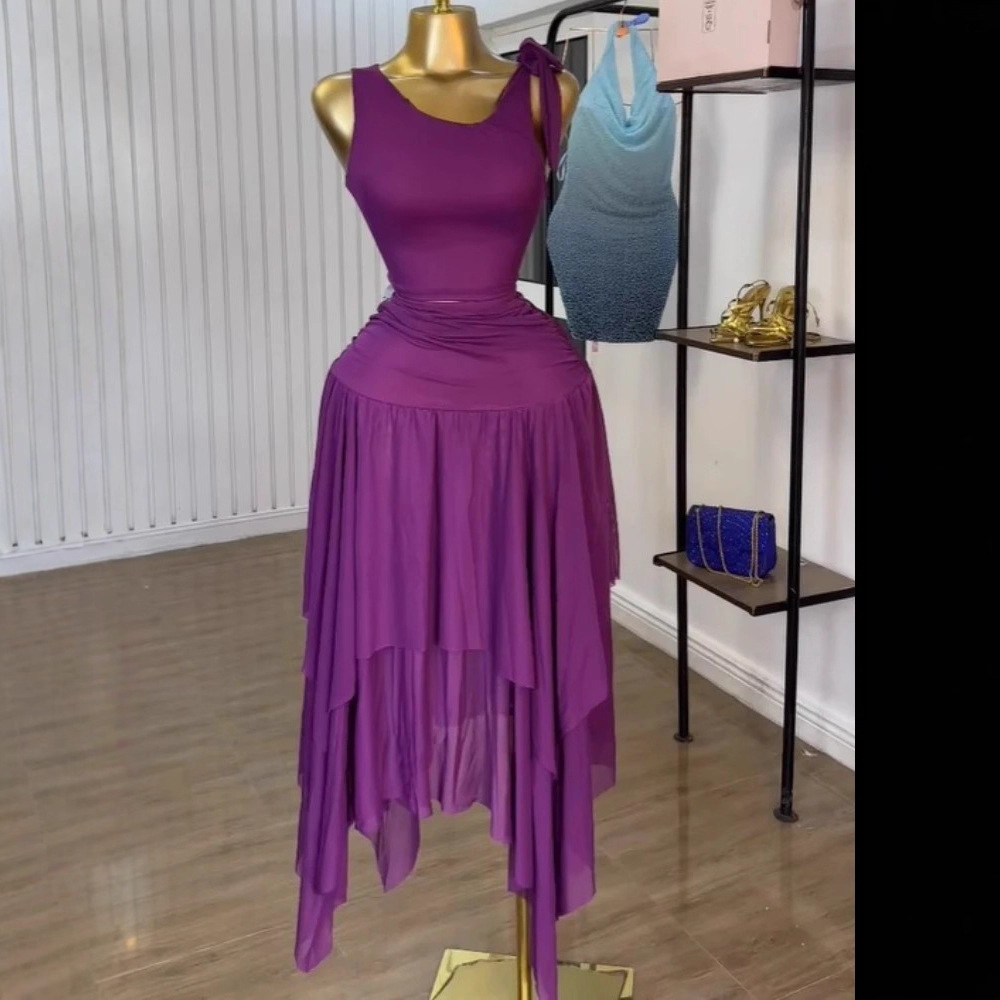 Spot European and American cross-border women's clothing 2025 summer temperament tank top, high waist irregular skirt set Spot European and American cross-border women's clothing 2025 summer temperament tank top, high waist irregular skirt set