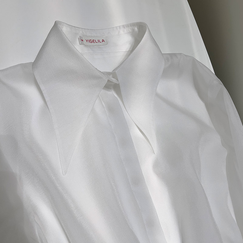 Women's new European and American style French thin style sexy long sleeved lapel button folded waist shirt skirt 69352 Women's new European and American style French thin style sexy long sleeved lapel button folded waist shirt skirt 69352