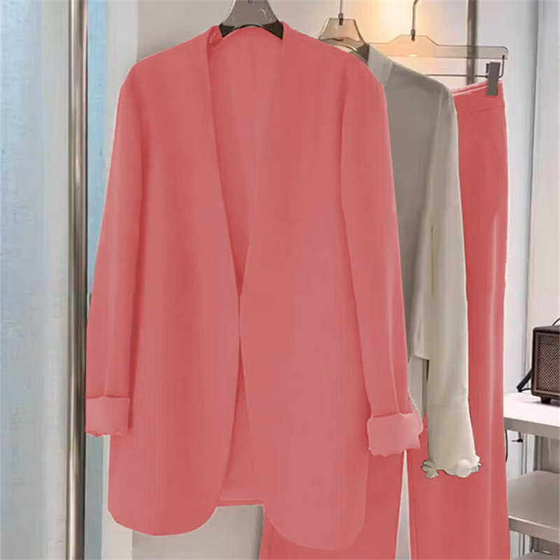 2025 Spring and Autumn plus size suit set, women's fat mm loose casual formal suit, wide leg pants two-piece set, small suit jacket 2025 Spring and Autumn plus size suit set, women's fat mm loose casual formal suit, wide leg pants two-piece set, small suit jacket