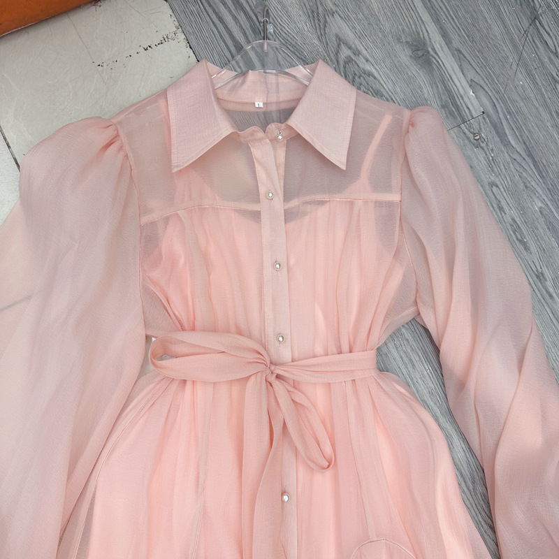 Thirteen Rows Vietnam niche shirt dress new seaside vacation style socialite with belt long skirt C1 # 1635 Thirteen Rows Vietnam niche shirt dress new seaside vacation style socialite with belt long skirt C1 # 1635