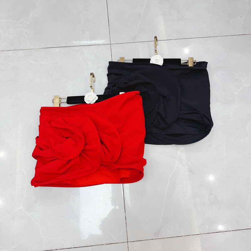 Thirteen Rows European Station Design Sense, niche high-end sense, three-dimensional flower new short style, small strapless female A3 # 5519