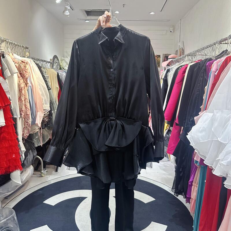 Thirteen Rows Vietnam Exquisite Gentle French Fashionable Gold Banquet Pong Long Sleeve Shirt Dress A2 # 8092 Thirteen Rows Vietnam Exquisite Gentle French Fashionable Gold Banquet Pong Long Sleeve Shirt Dress A2 # 8092