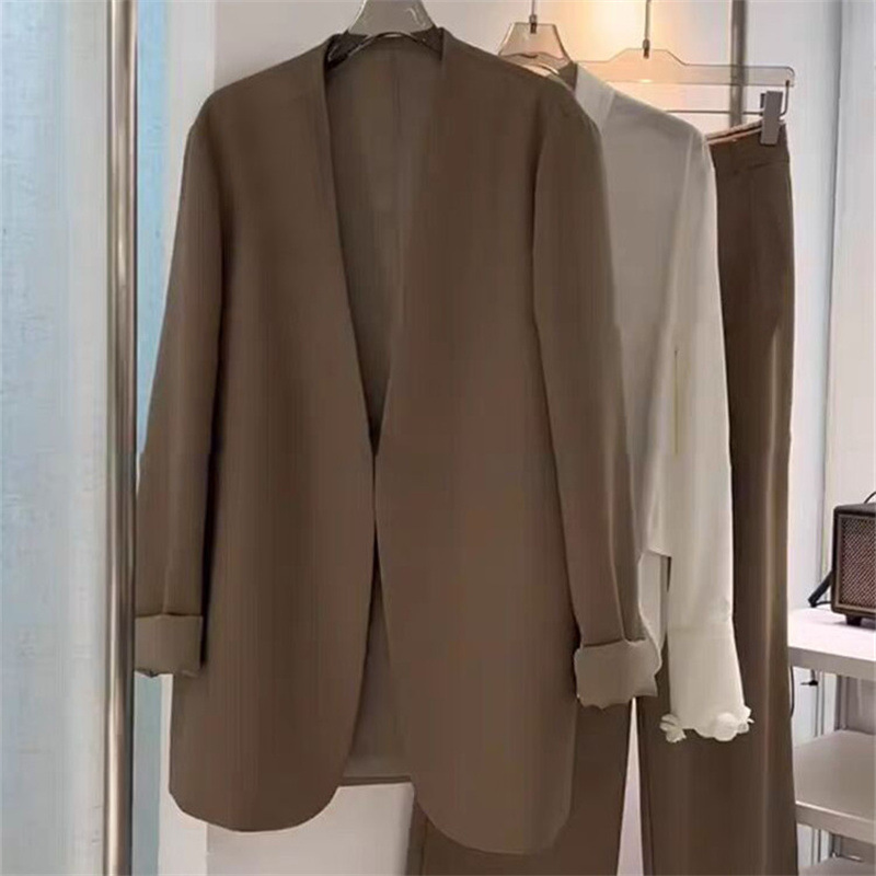 2025 Spring and Autumn plus size suit set, women's fat mm loose casual formal suit, wide leg pants two-piece set, small suit jacket 2025 Spring and Autumn plus size suit set, women's fat mm loose casual formal suit, wide leg pants two-piece set, small suit jacket