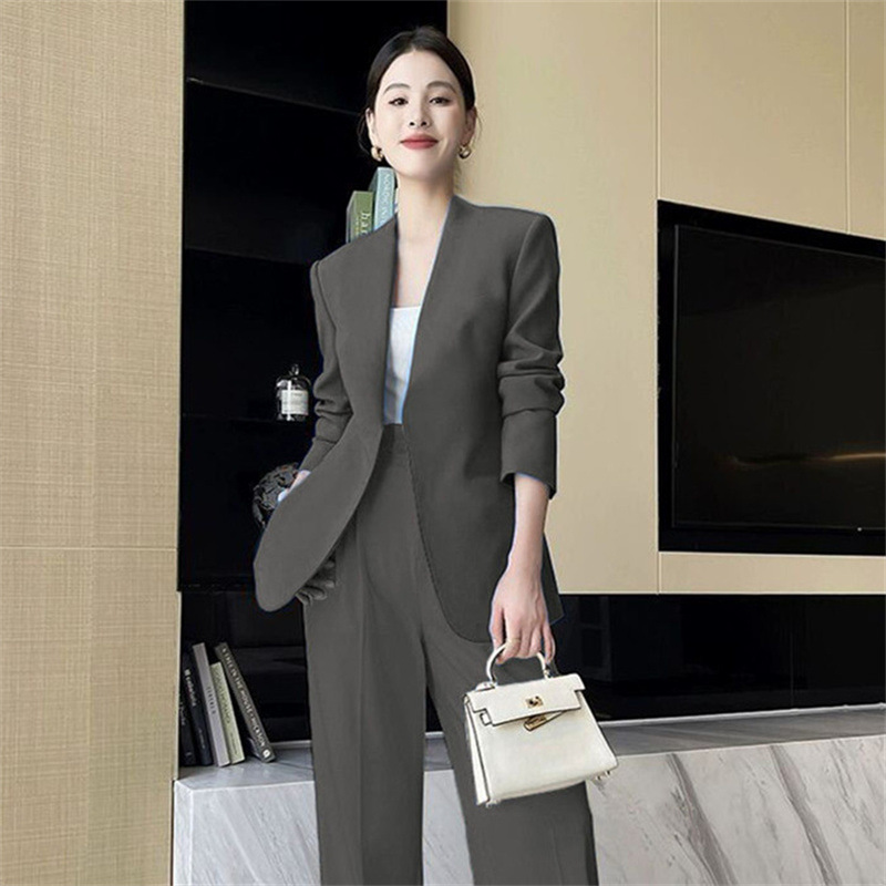 Spring and Autumn Korean version medium long slim fit small suit set for women in the spring of 2025, paired with explosive street casual suit temperament for women Spring and Autumn Korean version medium long slim fit small suit set for women in the spring of 2025, paired with explosive street casual suit temperament for women