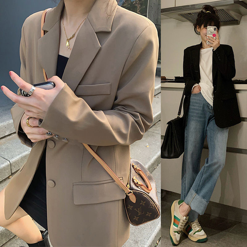 Suit jacket for women 2025 Spring and Autumn Internet celebrity new autumn outfit Korean version loose suit brown casual suit jacket for women