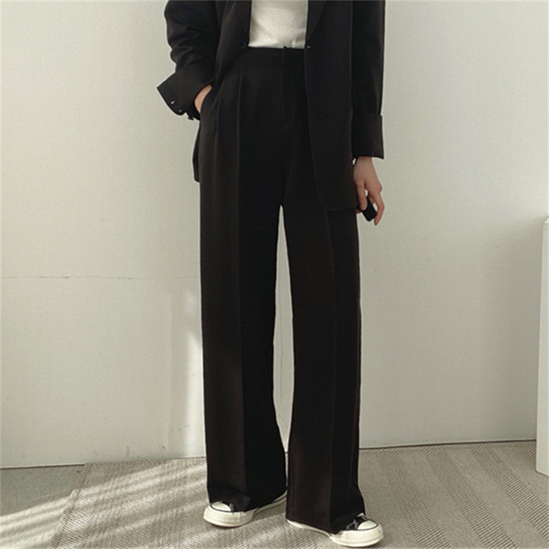 Black suit pants for women in Spring and Autumn 2025, new straight leg hanging feeling, oversized pants, small professional casual cigarette pipe pants Black suit pants for women in Spring and Autumn 2025, new straight leg hanging feeling, oversized pants, small professional casual cigarette pipe pants