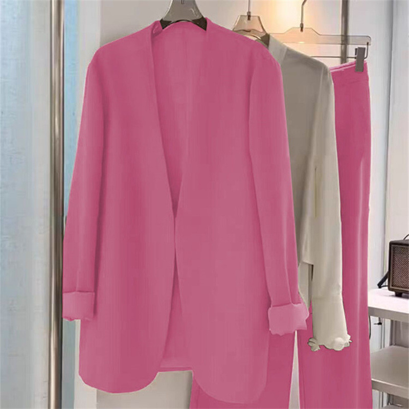 2025 Spring and Autumn plus size suit set, women's fat mm loose casual formal suit, wide leg pants two-piece set, small suit jacket 2025 Spring and Autumn plus size suit set, women's fat mm loose casual formal suit, wide leg pants two-piece set, small suit jacket