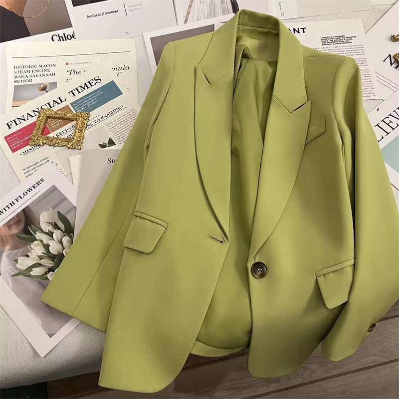 Spring and Autumn Suit Jacket for Women 2025 Autumn New Edition Avocado Color Internet Celebrity Fried Street Style Trendy Casual Suit