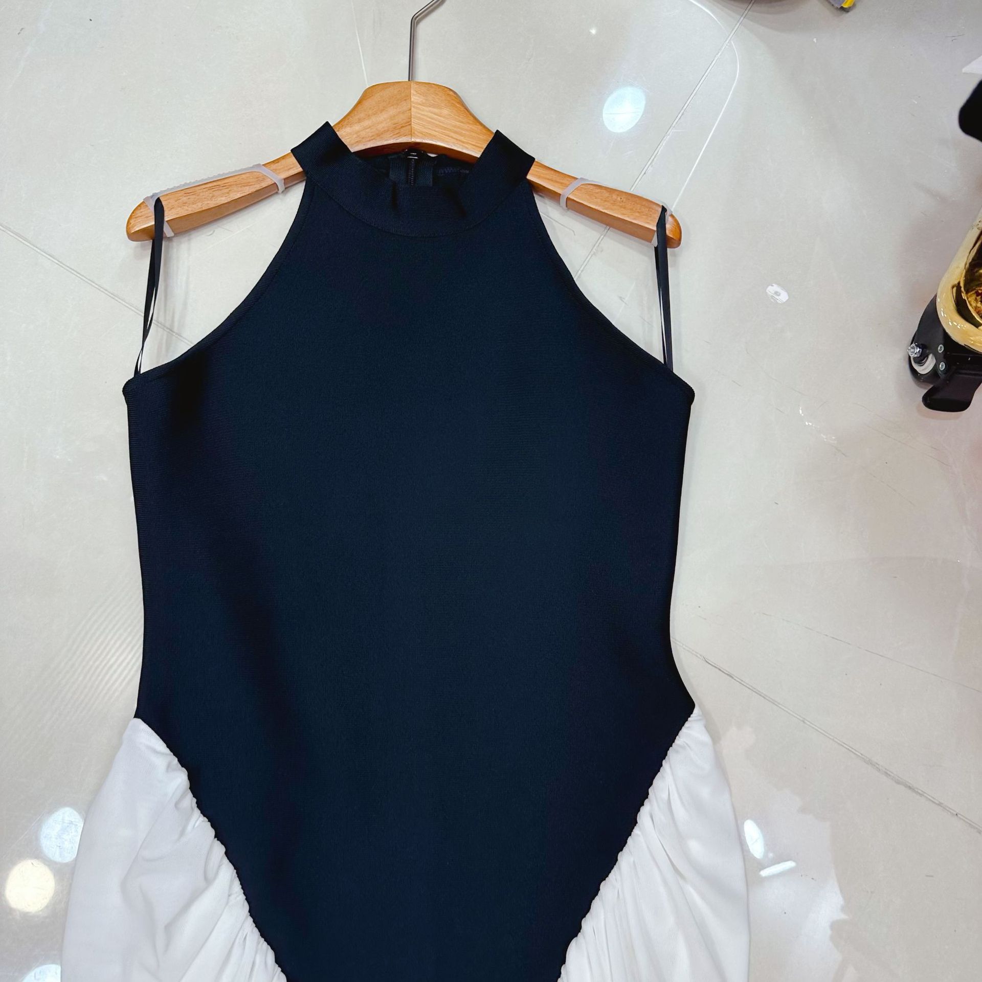 Thirteen Rows New Black and White Collar Sleeveless Casual Long Dress Evening Dress Bandage Dress Evening Dress Gift Dress A1 # 8523 Thirteen Rows New Black and White Collar Sleeveless Casual Long Dress Evening Dress Bandage Dress Evening Dress Gift Dress A1 # 8523
