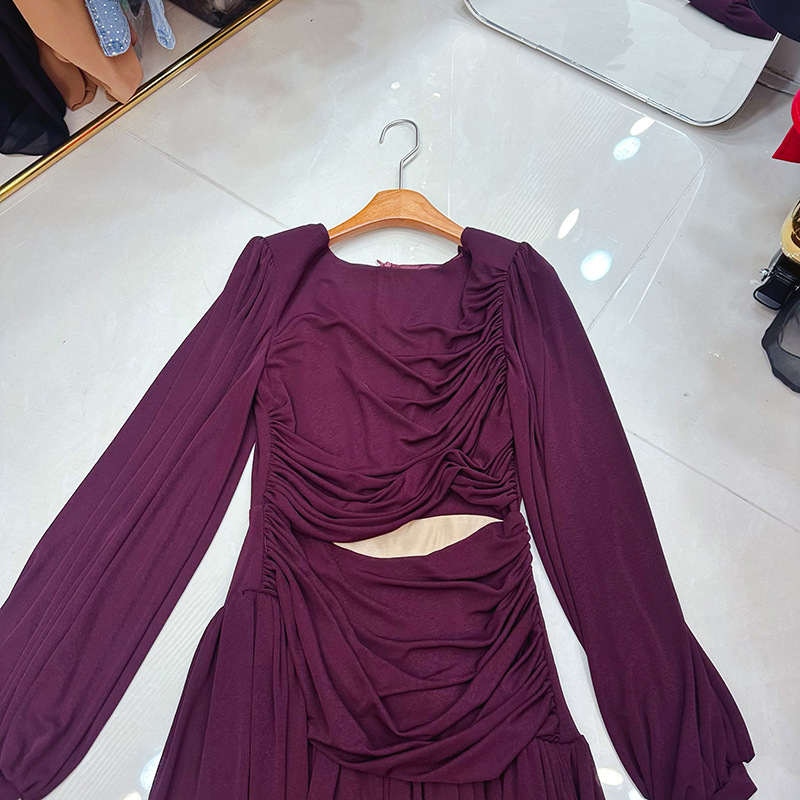 Thirteen line lamp Vietnam niche cage sleeve sexy slimming and slimming temperament hollow out large swing dress A2 # 8587 Thirteen line lamp Vietnam niche cage sleeve sexy slimming and slimming temperament hollow out large swing dress A2 # 8587