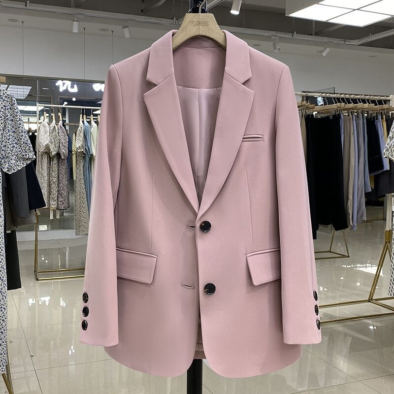 Pink small suit women's jacket casual small loose Korean version small suit women's design sense suit small suit jacket women