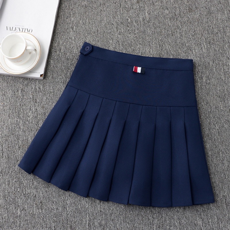 Blue pleated skirt for women in spring and autumn, high waist, A-line slimming student skirt, 2025 summer new fashionable short skirt