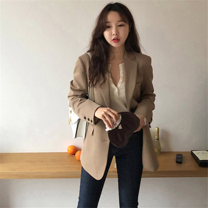 Internet celebrity small suit women's short jacket Korean version trendy women's top slim fit women's suit temperament suit collar small jacket Internet celebrity small suit women's short jacket Korean version trendy women's top slim fit women's suit temperament suit collar small jacket