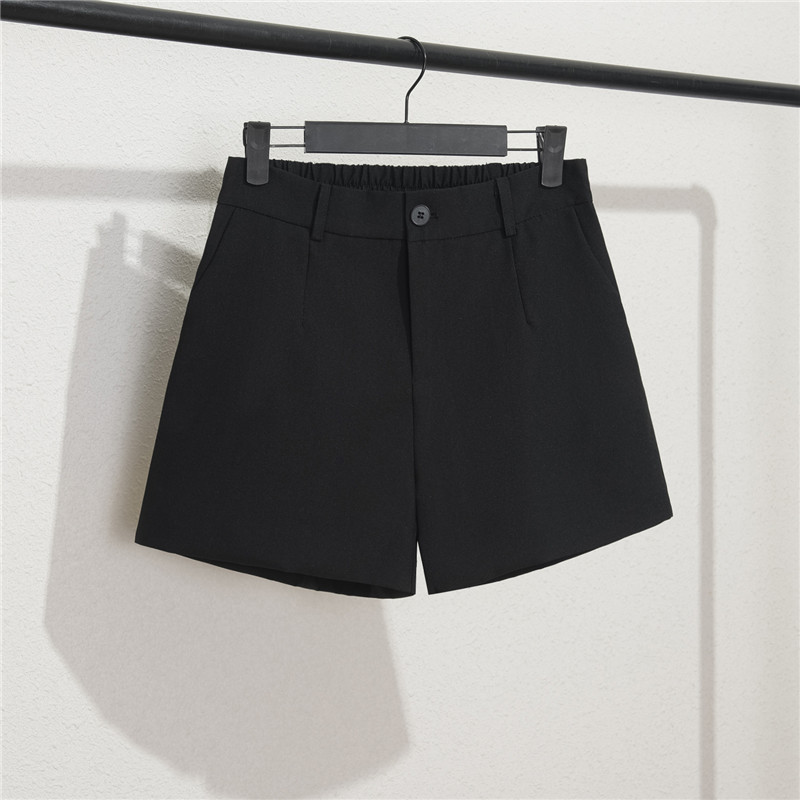 Black suit shorts, women's black summer thin style, 2025 new loose high waisted A-line casual wide leg hot pants