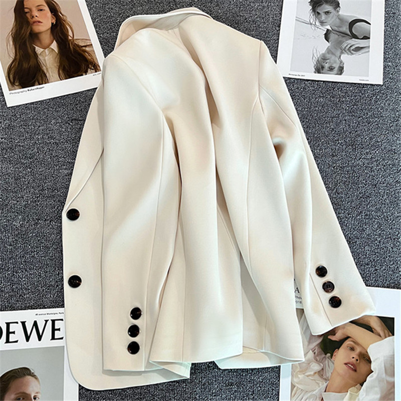 Off white suit jacket for women 2025 Spring and Autumn new style casual temperament Spring and Autumn explosive street small suit jacket for women Off white suit jacket for women 2025 Spring and Autumn new style casual temperament Spring and Autumn explosive street small suit jacket for women