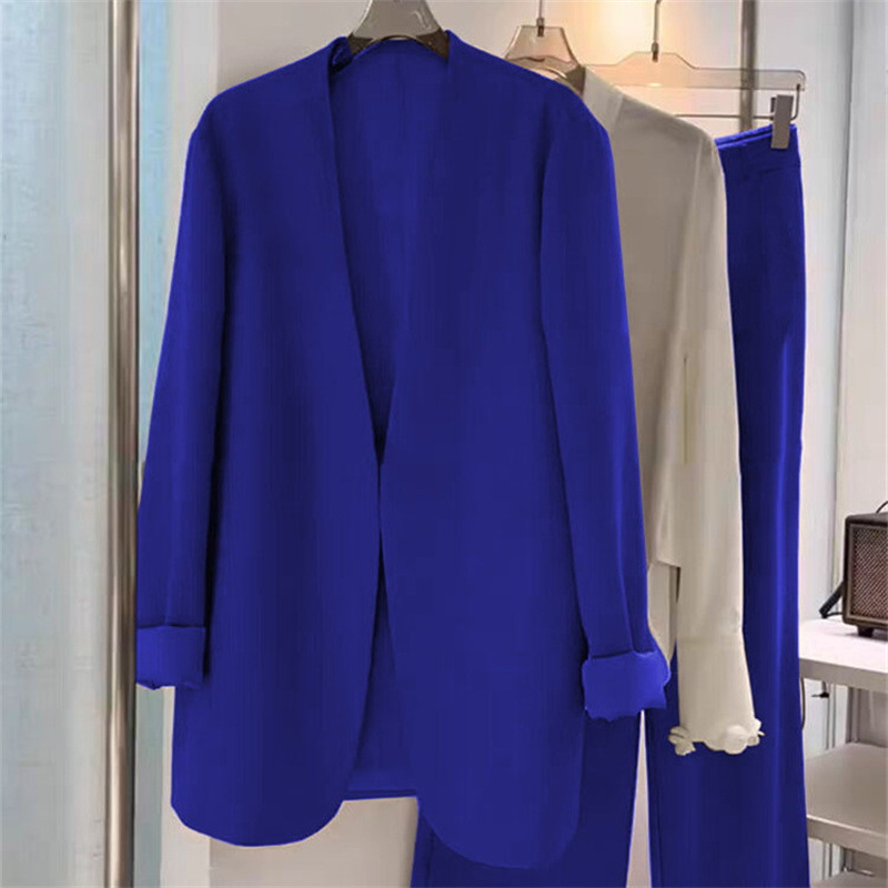 2025 Spring and Autumn plus size suit set, women's fat mm loose casual formal suit, wide leg pants two-piece set, small suit jacket 2025 Spring and Autumn plus size suit set, women's fat mm loose casual formal suit, wide leg pants two-piece set, small suit jacket