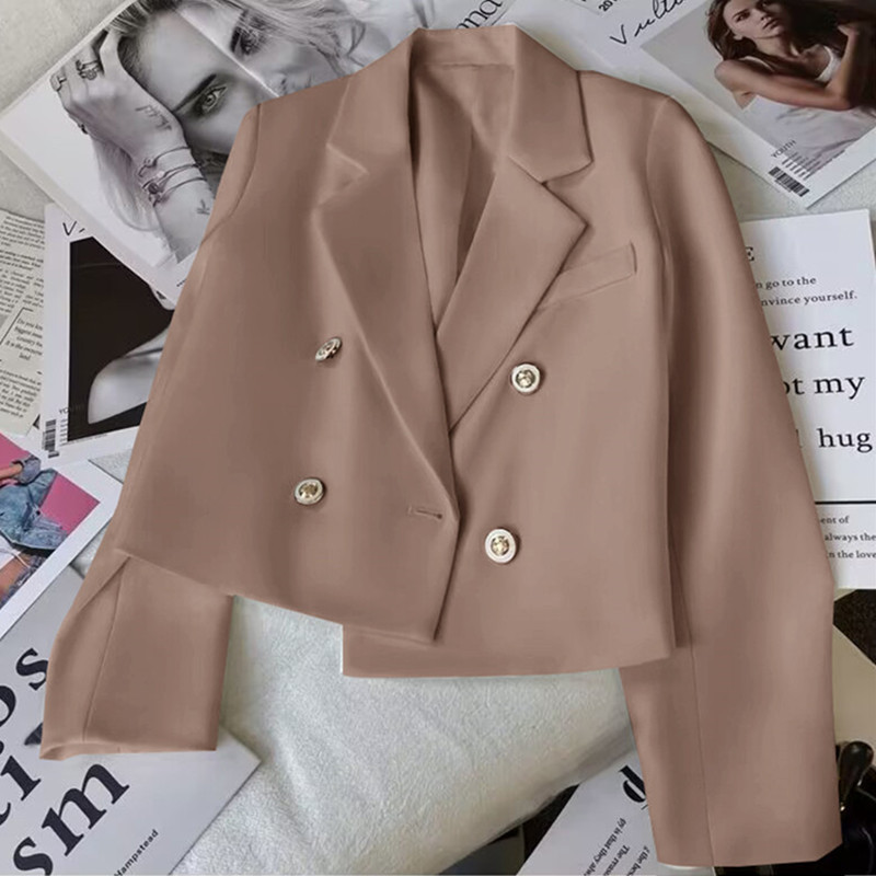 Short jade green suit jacket for women, autumn 2025 new item, small stature, casual and versatile small suit Short jade green suit jacket for women, autumn 2025 new item, small stature, casual and versatile small suit