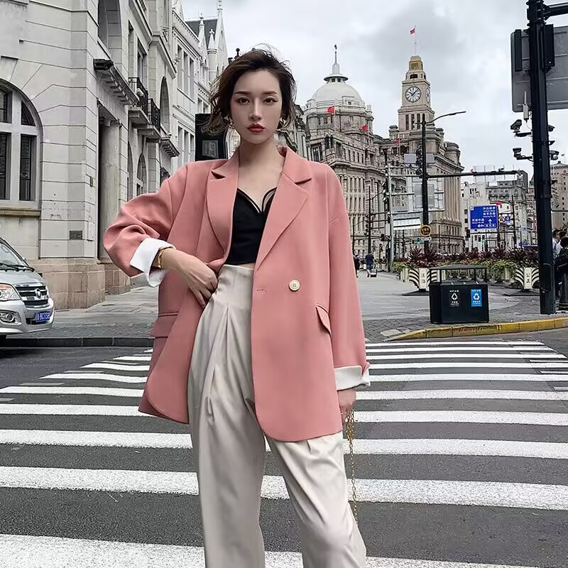 Black lace up suit jacket for women, autumn 2025 new design style, temperament, Korean casual trend suit for women Black lace up suit jacket for women, autumn 2025 new design style, temperament, Korean casual trend suit for women