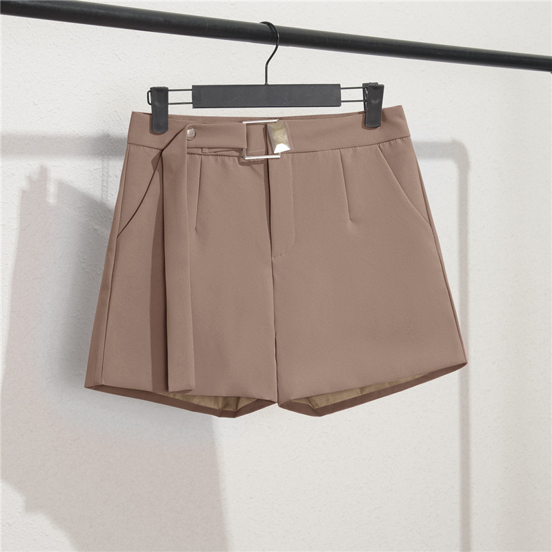 Khaki suit shorts women's black summer thin style 2025 new loose high waisted A-line casual wide leg trousers Khaki suit shorts women's black summer thin style 2025 new loose high waisted A-line casual wide leg trousers