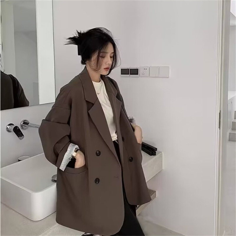 Spring and Autumn Coffee colored Suit Jacket for Women 2025 Spring and Autumn New Style Leisure Internet Celebrity Explosive Street Loose Small Suit