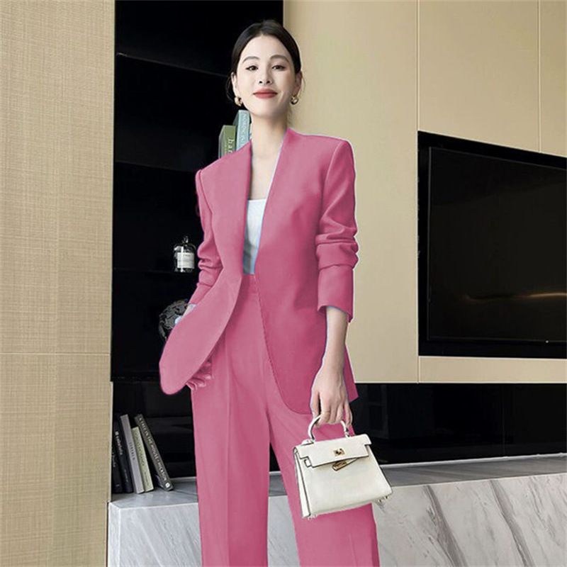 Spring and Autumn Korean version medium long slim fit small suit set for women in the spring of 2025, paired with explosive street casual suit temperament for women Spring and Autumn Korean version medium long slim fit small suit set for women in the spring of 2025, paired with explosive street casual suit temperament for women