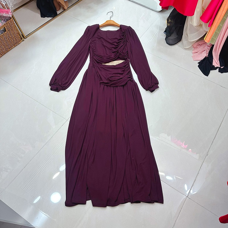 Thirteen line lamp Vietnam niche cage sleeve sexy slimming and slimming temperament hollow out large swing dress A2 # 8587 Thirteen line lamp Vietnam niche cage sleeve sexy slimming and slimming temperament hollow out large swing dress A2 # 8587