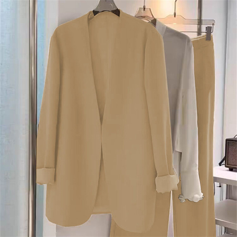 2025 Spring and Autumn plus size suit set, women's fat mm loose casual formal suit, wide leg pants two-piece set, small suit jacket 2025 Spring and Autumn plus size suit set, women's fat mm loose casual formal suit, wide leg pants two-piece set, small suit jacket