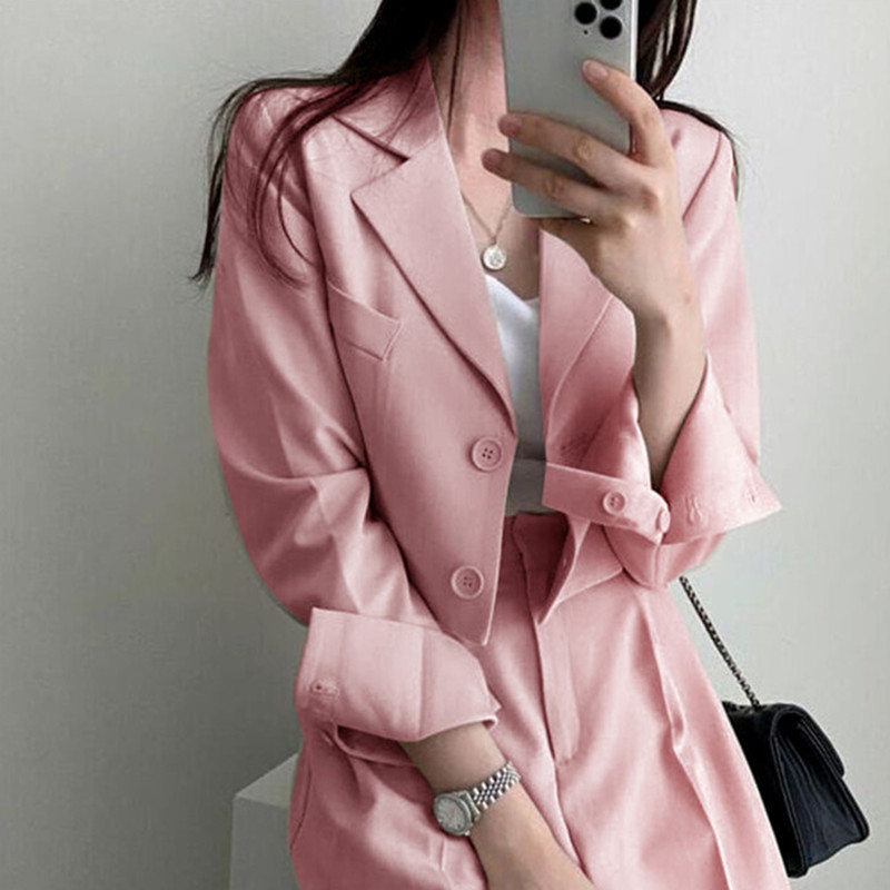 Pink suit jacket for women in the spring and autumn of 2025, short and trendy Korean style casual suit jacket for women Pink suit jacket for women in the spring and autumn of 2025, short and trendy Korean style casual suit jacket for women