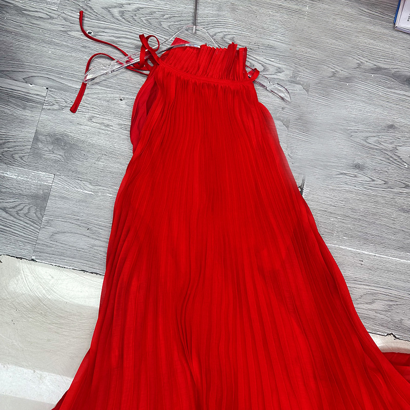 Thirteen line Australian niche pleated anti stripe hanging neck tank top, doll shirt, belly covering dress A2 # 8557 Thirteen line Australian niche pleated anti stripe hanging neck tank top, doll shirt, belly covering dress A2 # 8557