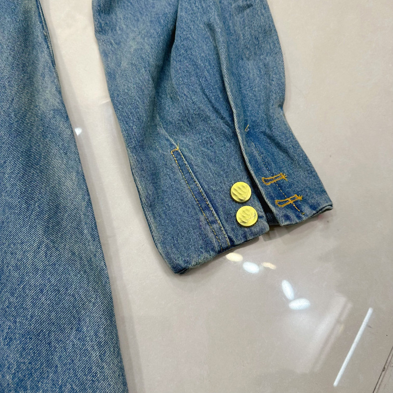 Thirteen lines of Australian niche design, niche pleated waist, fluffy long sleeved denim dress, A2 # 8353 Thirteen lines of Australian niche design, niche pleated waist, fluffy long sleeved denim dress, A2 # 8353