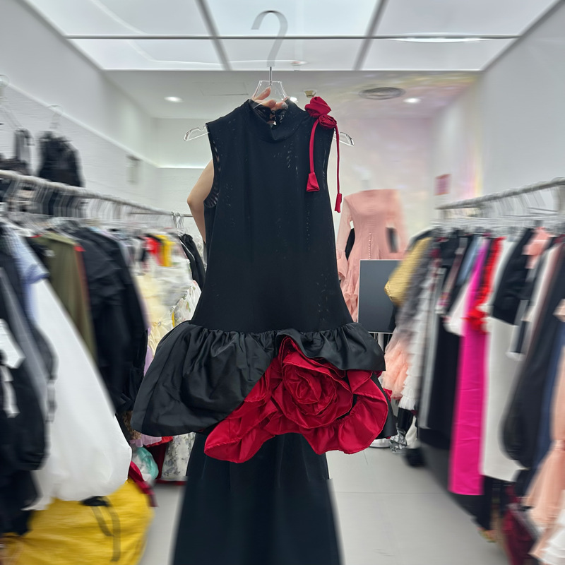 Thirteen elements retro charming socialite patchwork flower dress sleeveless birthday party pinch waist dress C1 # 2309 Thirteen elements retro charming socialite patchwork flower dress sleeveless birthday party pinch waist dress C1 # 2309