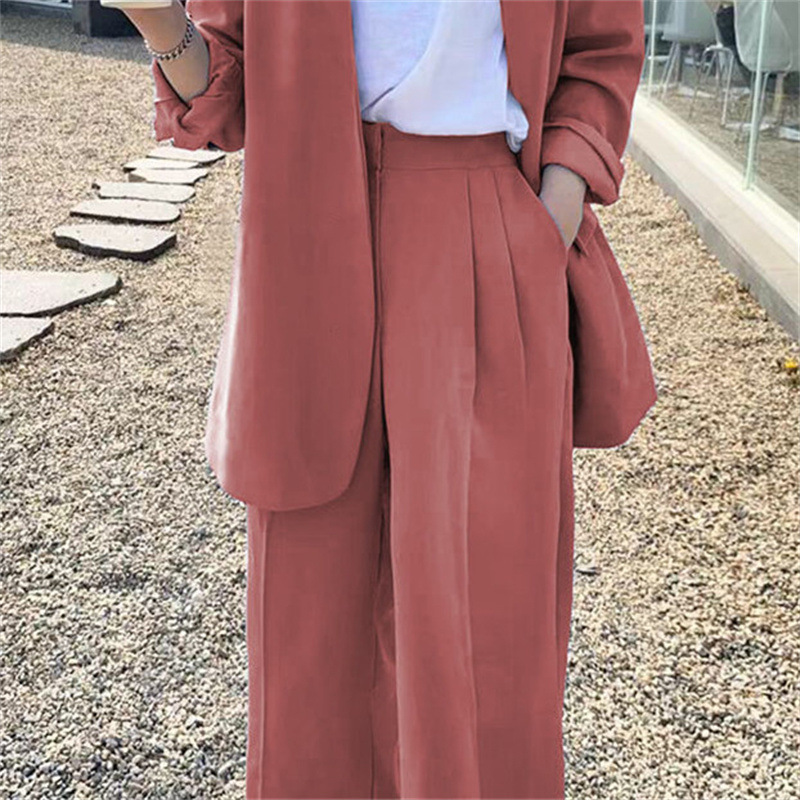 Wide leg pants suit set for women 2025 Spring and Autumn Korean edition fashion temperament British style casual street bombing professional small suit Wide leg pants suit set for women 2025 Spring and Autumn Korean edition fashion temperament British style casual street bombing professional small suit
