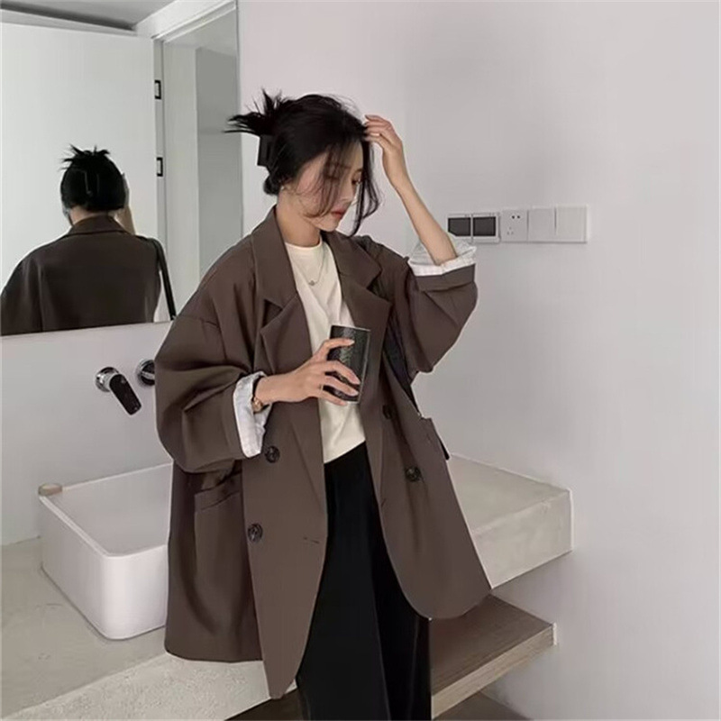 Spring and Autumn Coffee colored Suit Jacket for Women 2025 Spring and Autumn New Style Leisure Internet Celebrity Explosive Street Loose Small Suit Spring and Autumn Coffee colored Suit Jacket for Women 2025 Spring and Autumn New Style Leisure Internet Celebrity Explosive Street Loose Small Suit