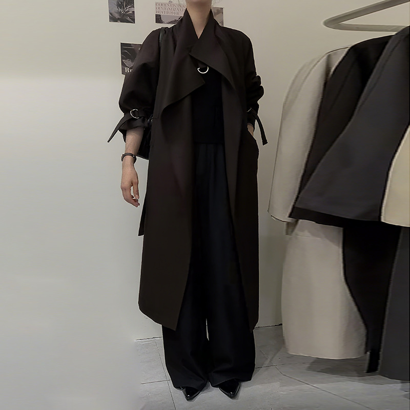 British style hanging windbreaker women's 2025 autumn new style temperament versatile silhouette minimalist solid color lace up waist jacket