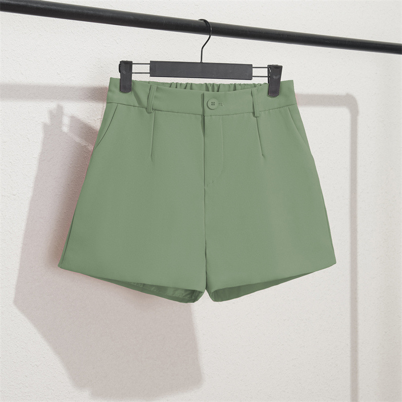 Real time shooting of suit shorts for women in summer 2025, new high waisted loose grey five quarter pants straight leg Hong Kong style casual pants Real time shooting of suit shorts for women in summer 2025, new high waisted loose grey five quarter pants straight leg Hong Kong style casual pants