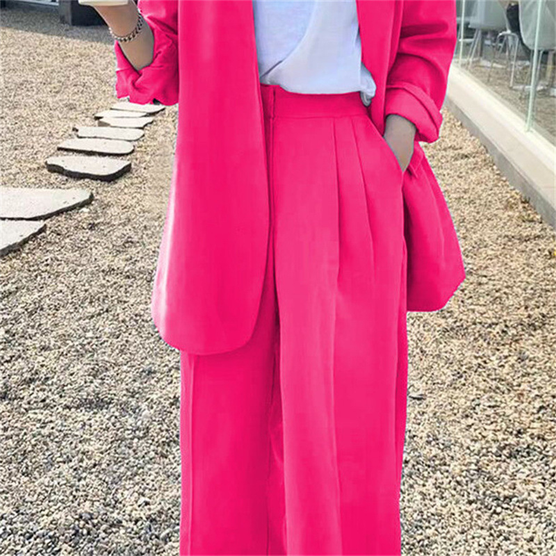 Wide leg pants suit set for women 2025 Spring and Autumn Korean edition fashion temperament British style casual street bombing professional small suit Wide leg pants suit set for women 2025 Spring and Autumn Korean edition fashion temperament British style casual street bombing professional small suit