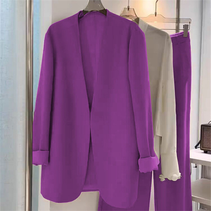 2025 Spring and Autumn plus size suit set, women's fat mm loose casual formal suit, wide leg pants two-piece set, small suit jacket 2025 Spring and Autumn plus size suit set, women's fat mm loose casual formal suit, wide leg pants two-piece set, small suit jacket