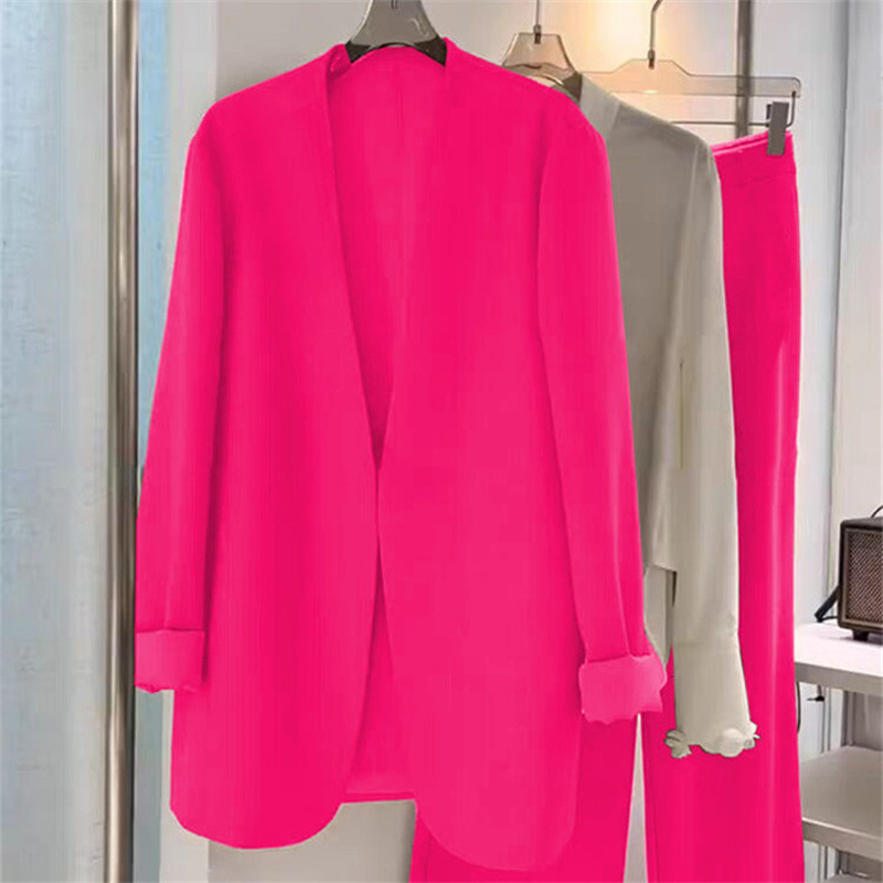 2025 Spring and Autumn plus size suit set, women's fat mm loose casual formal suit, wide leg pants two-piece set, small suit jacket 2025 Spring and Autumn plus size suit set, women's fat mm loose casual formal suit, wide leg pants two-piece set, small suit jacket