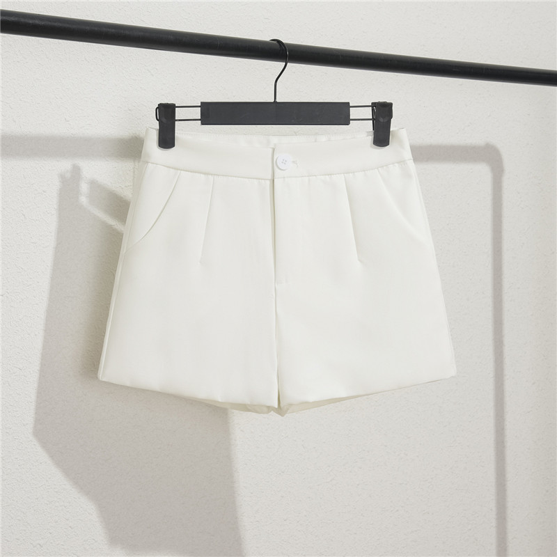 Khaki suit shorts women's black summer thin style 2025 new loose high waisted A-line casual wide leg trousers Khaki suit shorts women's black summer thin style 2025 new loose high waisted A-line casual wide leg trousers