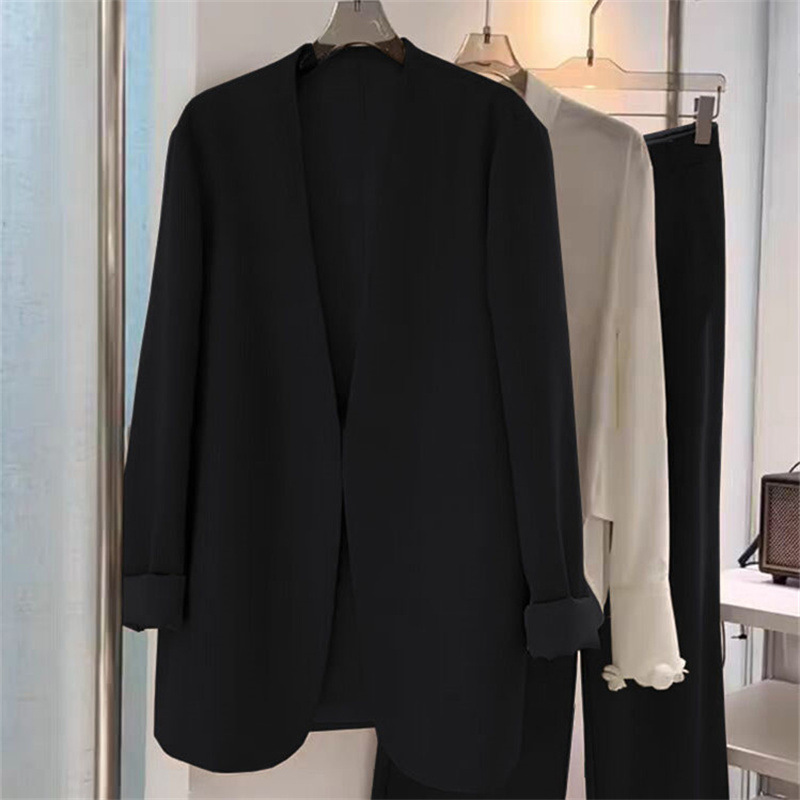 2025 Spring and Autumn plus size suit set, women's fat mm loose casual formal suit, wide leg pants two-piece set, small suit jacket 2025 Spring and Autumn plus size suit set, women's fat mm loose casual formal suit, wide leg pants two-piece set, small suit jacket