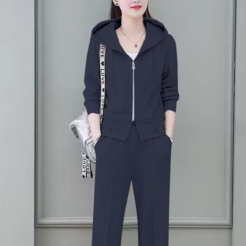 Spring and Autumn Leisure Sportswear Set for Women 2025 Spring New Style Salt Series Light Mature Hoodie Coat Wide Leg Pants Two Piece Set Spring and Autumn Leisure Sportswear Set for Women 2025 Spring New Style Salt Series Light Mature Hoodie Coat Wide Leg Pants Two Piece Set