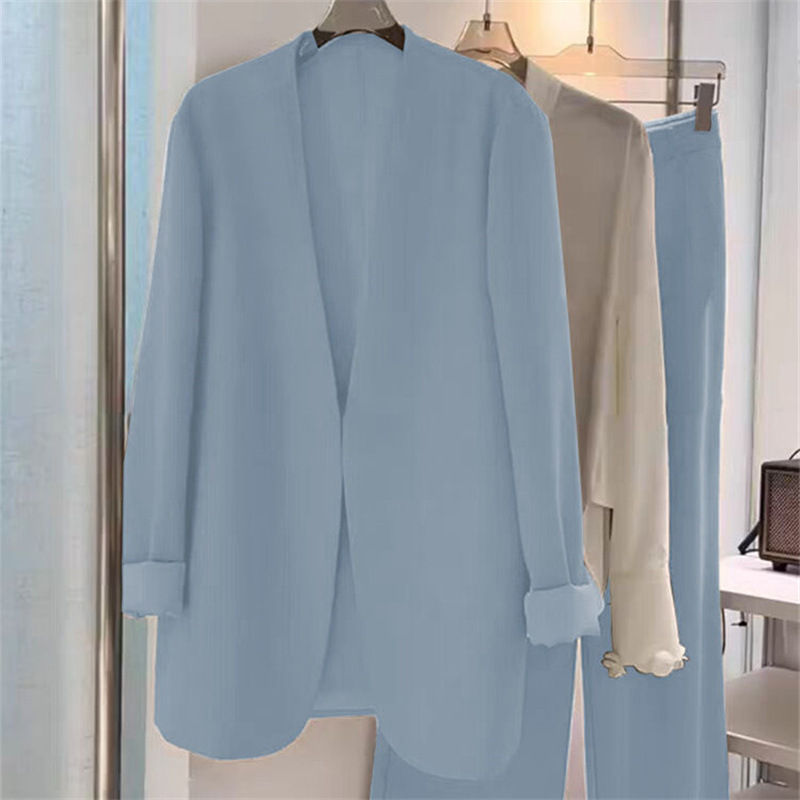 2025 Spring and Autumn plus size suit set, women's fat mm loose casual formal suit, wide leg pants two-piece set, small suit jacket 2025 Spring and Autumn plus size suit set, women's fat mm loose casual formal suit, wide leg pants two-piece set, small suit jacket