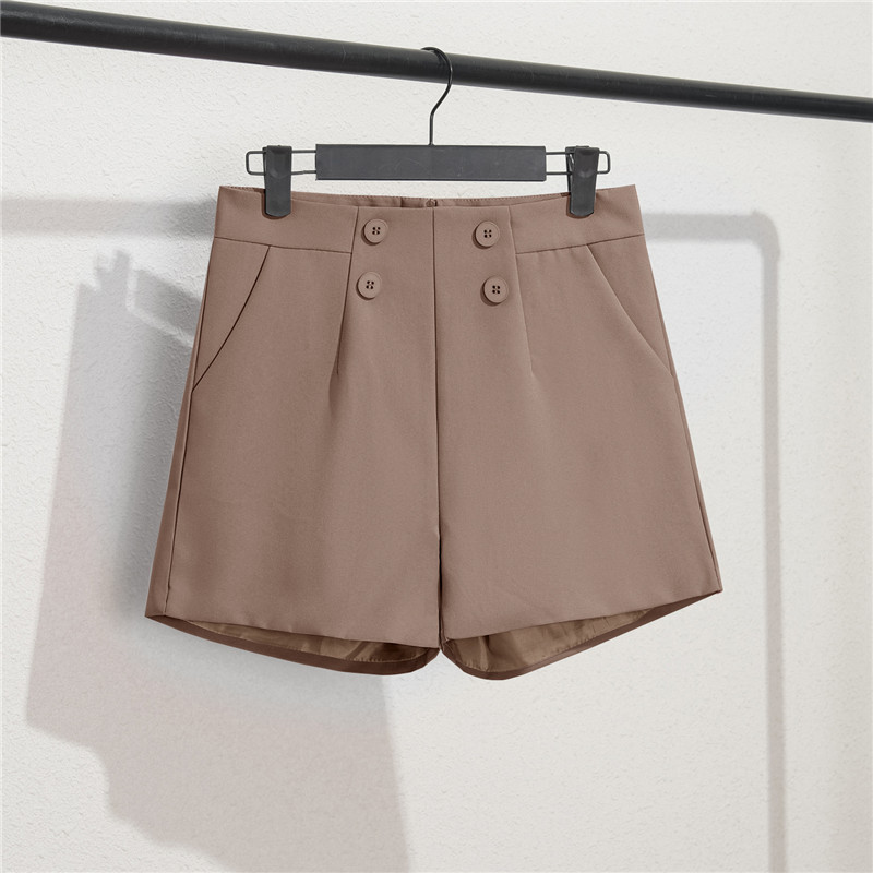 Khaki suit shorts women's black summer thin style 2025 new loose high waisted A-line casual wide leg trousers Khaki suit shorts women's black summer thin style 2025 new loose high waisted A-line casual wide leg trousers